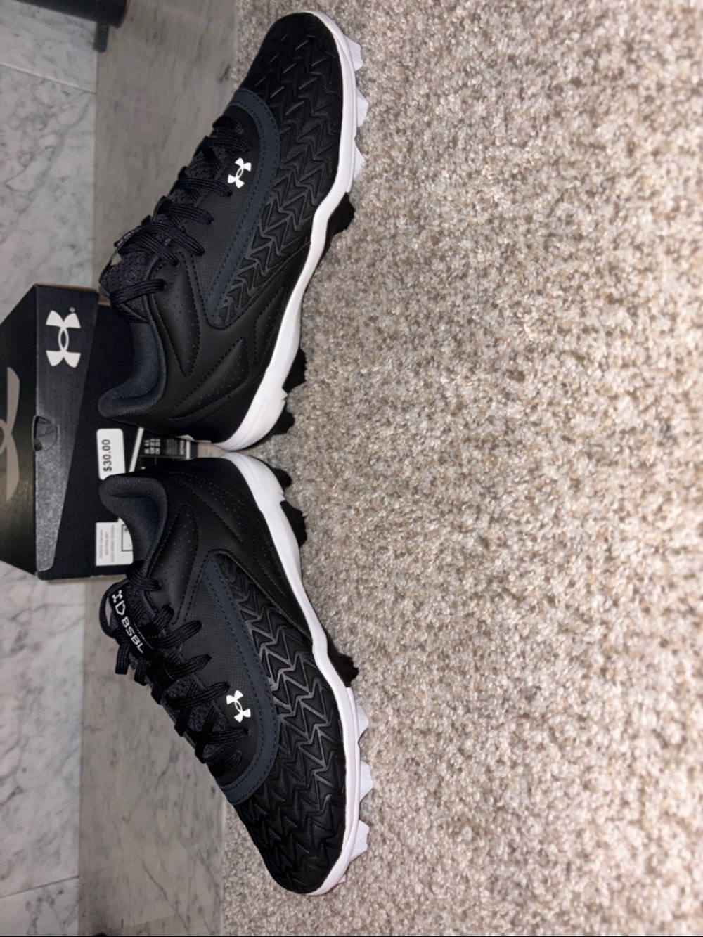 Under Armour Kids Black and White Turf Cleats - Picture 5 of 7